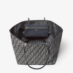 FENDI Roll Large Dark blue denim-effect FF jacquard reversible shopper - Image 5